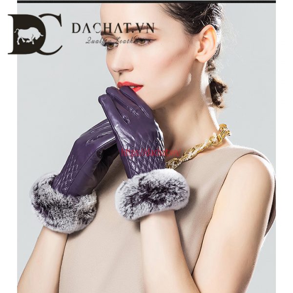 Găng tay nữ da cừu cao cấp DCY5422 Bao tay nữ. Lót lông siêu ấm, cản gió, giữ nhiệt (2)