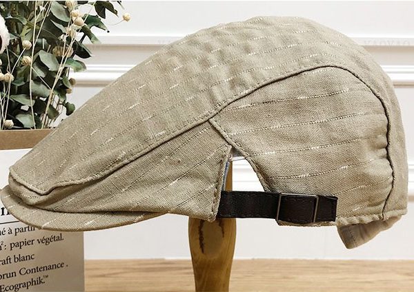 Mũ beret nam xuân hè vải linen cao cấp DCHC01 màu Kẻ sáng (8)